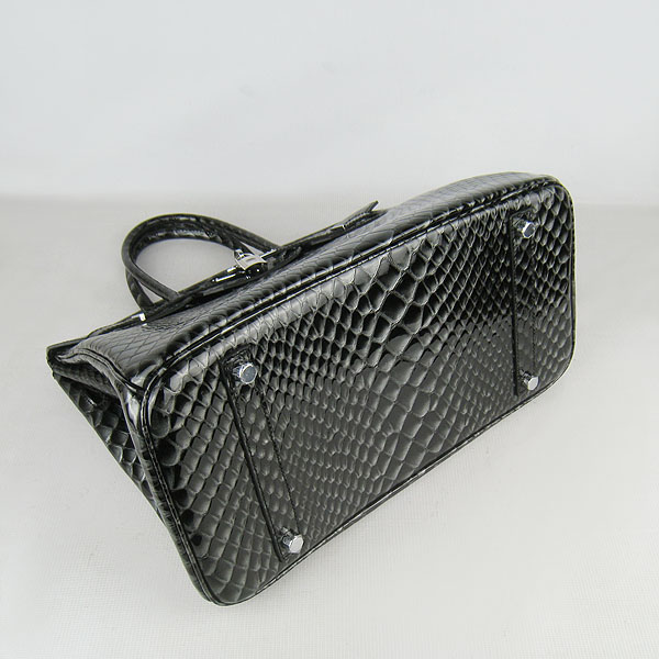 High Quality Fake Hermes Birkin 35CM Fish Veins Leather Bag Black 6089